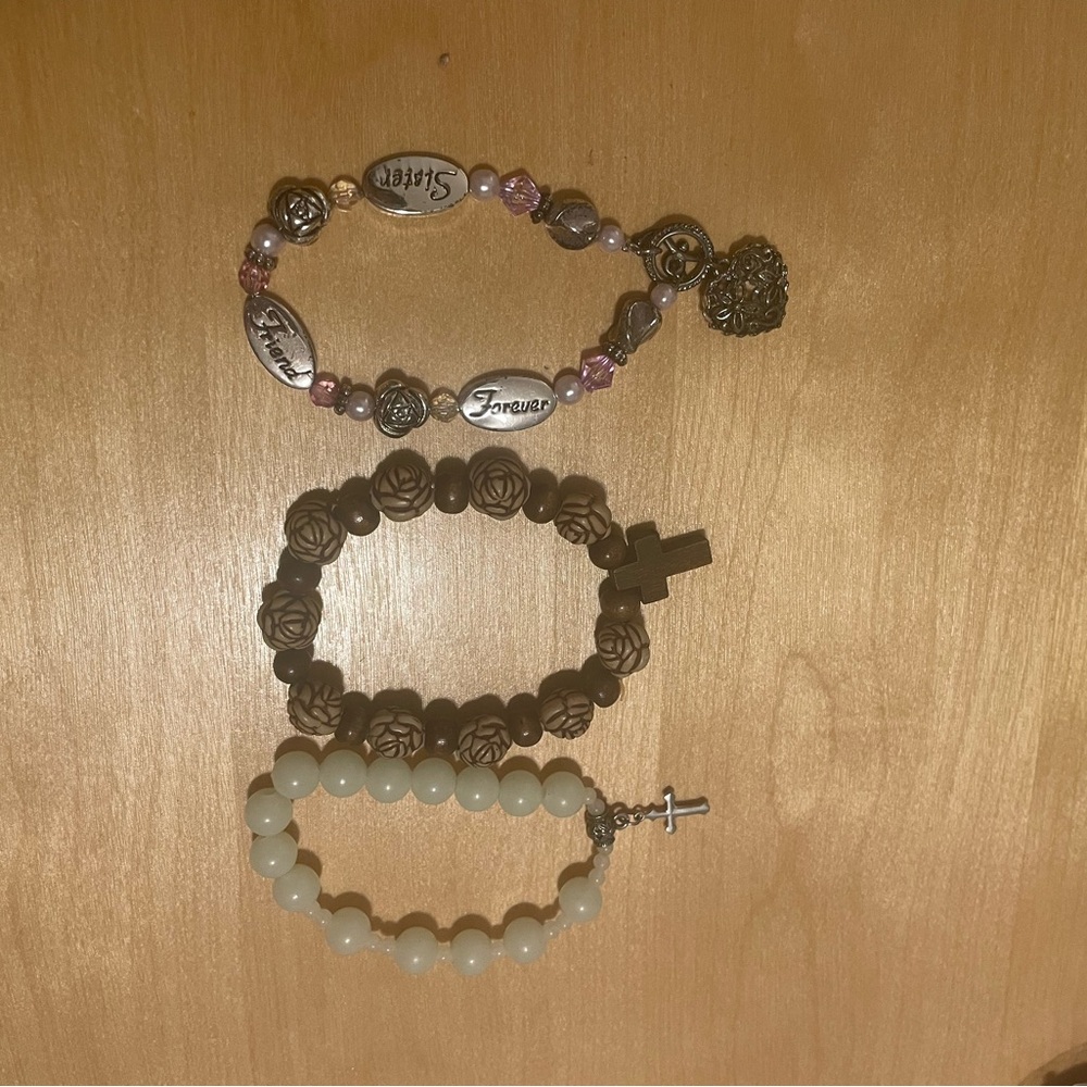 Elegant Pink and Brown Beaded Bracelet Set